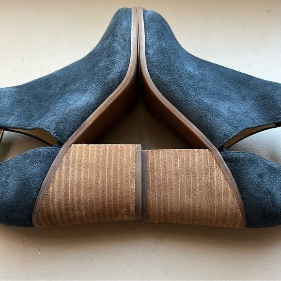 Sole Society Blue Suede So-Ferris Open Toe Bootie Sandals Block Heel Size 7.5 - Picture 14 of 16